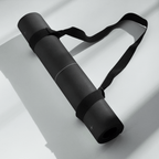 Hot Yoga Mat - Cosmic Stillness | MIYRA® rolled up with a strap, showcasing its portable design for towel-free hot yoga.