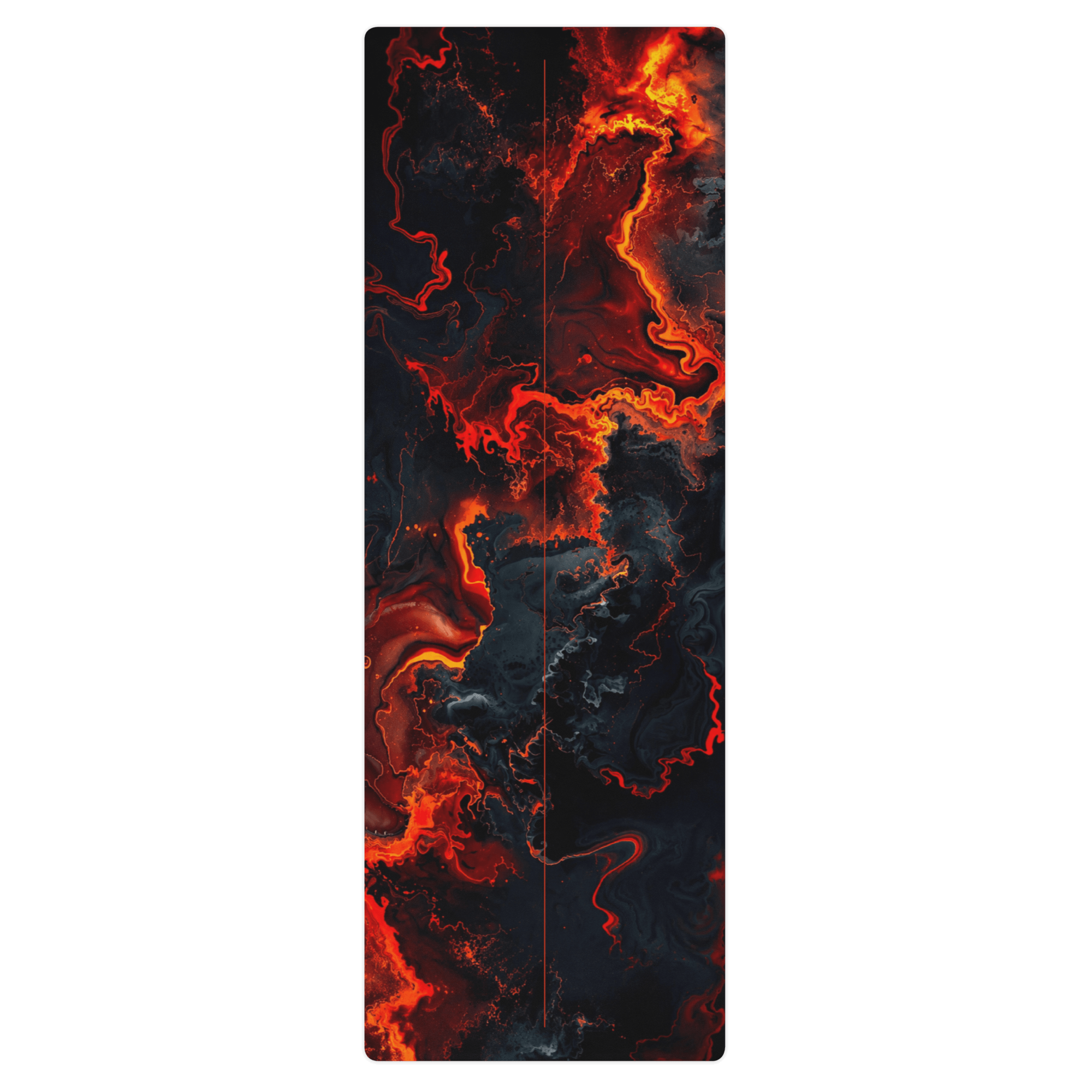 Hot Yoga Mat - Obsidian Flame | MIYRA® featuring a vibrant design for towel-free hot yoga with sweat-activated grip.