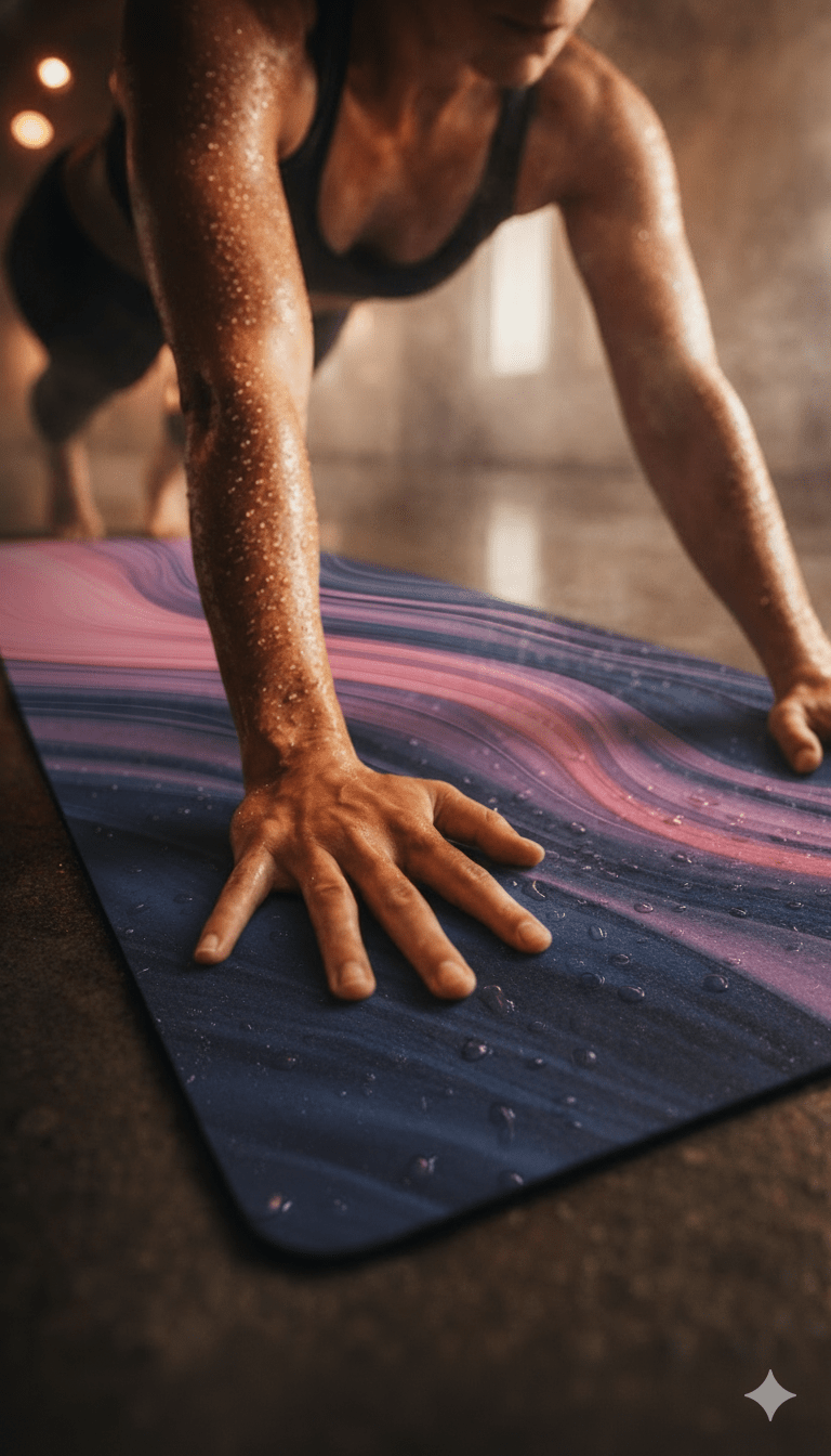 Pink Tide Motion Yoga Mat – best hot yoga mat for sweaty hands, non slip microfiber surface, eco friendly natural rubber – MIYRA®