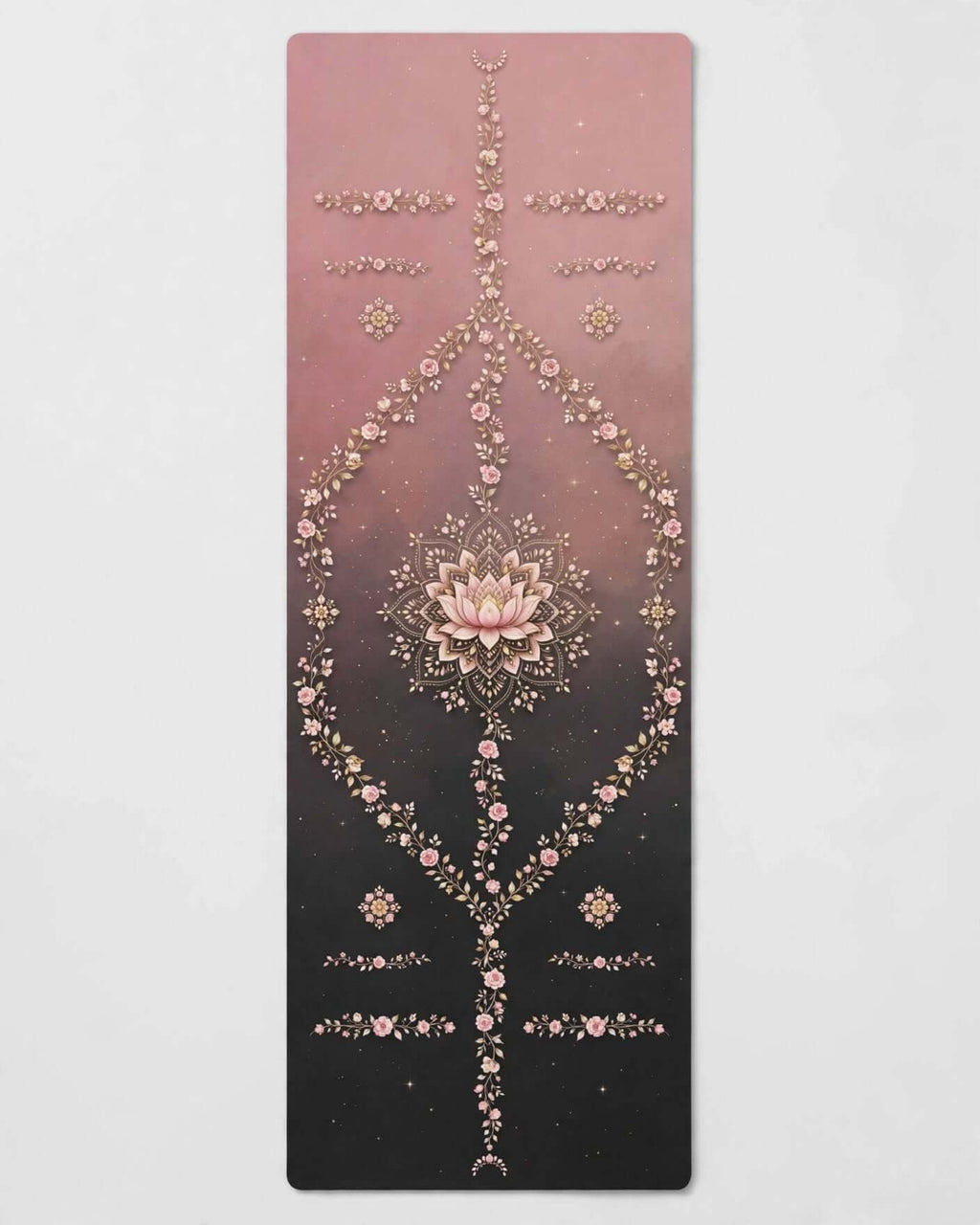 Hot Yoga Mat - Blush Blossom with floral and lotus design, ideal non slip mat for hot yoga sessions.