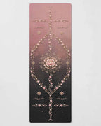 Hot Yoga Mat - Blush Blossom with floral and lotus design, ideal non slip mat for hot yoga sessions.