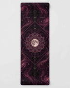 Hot Yoga Mat - Violet Eclipse with moon and galaxy design for comfort and style during yoga sessions.