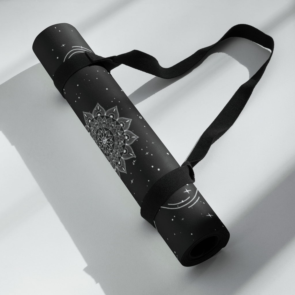 Best yoga mat or hot yoga non sliphot yoga mat rolled up with a carrying strap, designed for stability during practice.