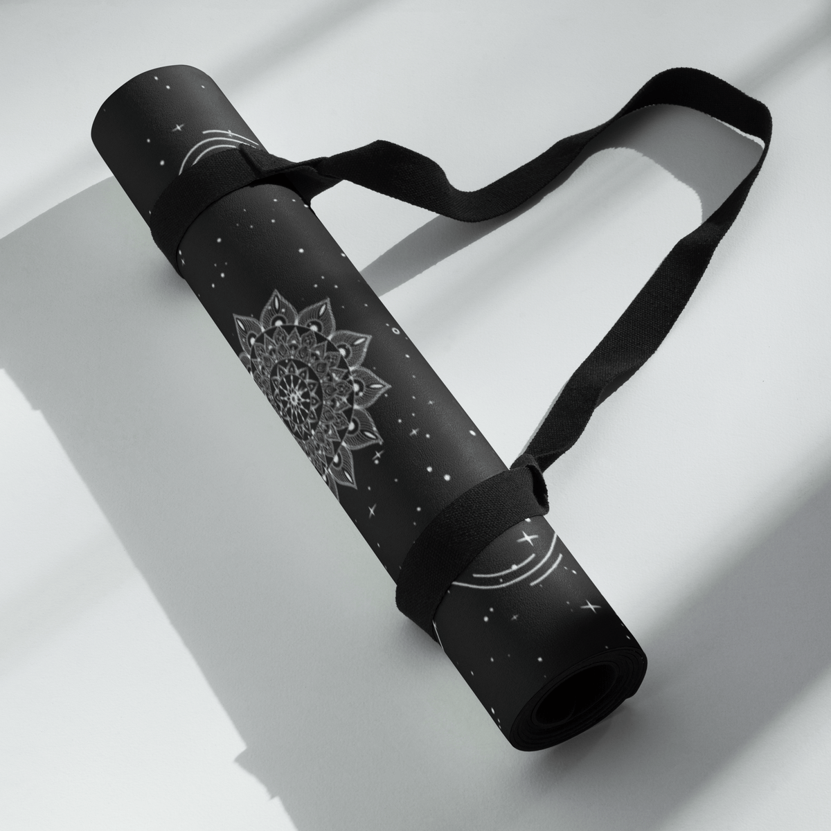 Best yoga mat or hot yoga non sliphot yoga mat rolled up with a carrying strap, designed for stability during practice.