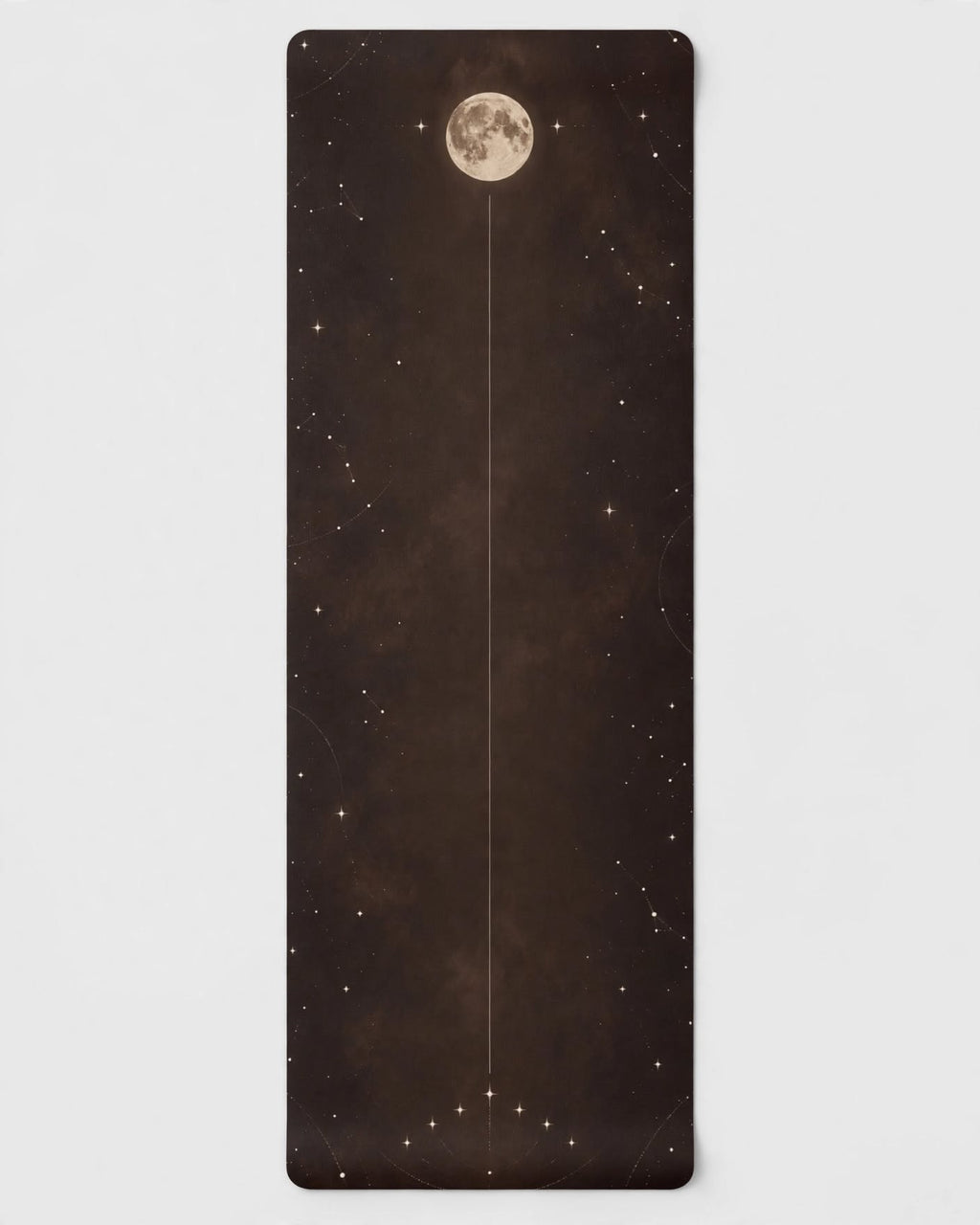 Best Yoga Mat For Hot Yoga in Espresso Ivory Moon design featuring moon and stars on a dark background.