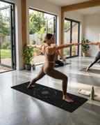 Yoga practice on the Best yoga mat or hot yoga non sliphot yoga mat in a bright studio.