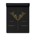 Hot Yoga Mat - Axiom Flow | MIYRA with a stylish black design and gold accents, perfect for hot yoga sessions.