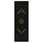Hot Yoga Mat - Axiom Flow | MIYRA design featuring elegant gold patterns on a black background, ideal for non slip yoga.