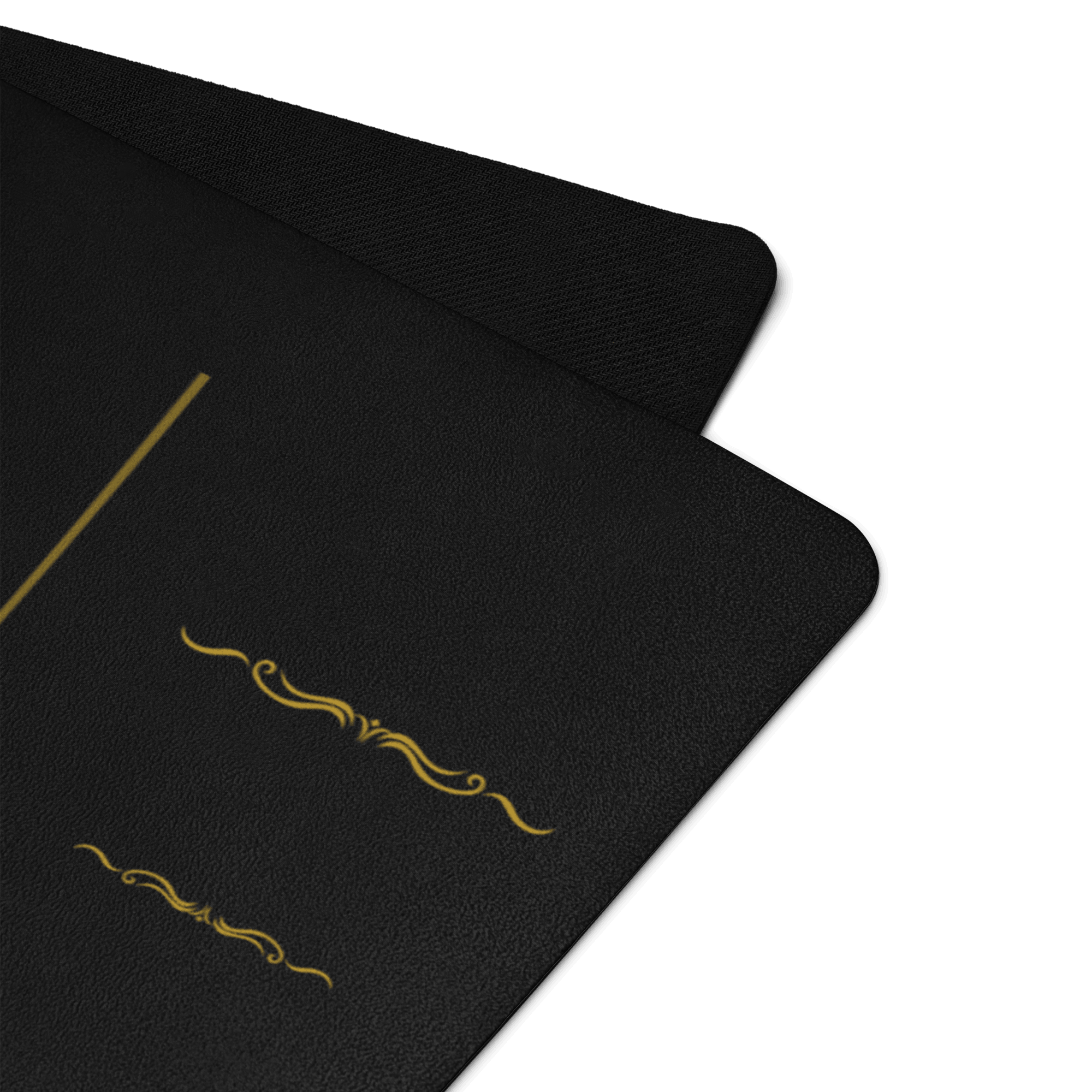 Hot Yoga Mat - Axiom Flow | MIYRA with gold detailing and black non-slip surface for secure workouts.