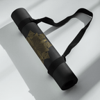 Hot Yoga Mat - Axiom Flow | MIYRA rolled up with strap, featuring a beautiful lotus design on a non-slip surface.