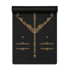 Hot Yoga Mat - Celestial Dominion | MIYRA in black with gold ornate design, sweat activated grip for hot yoga.