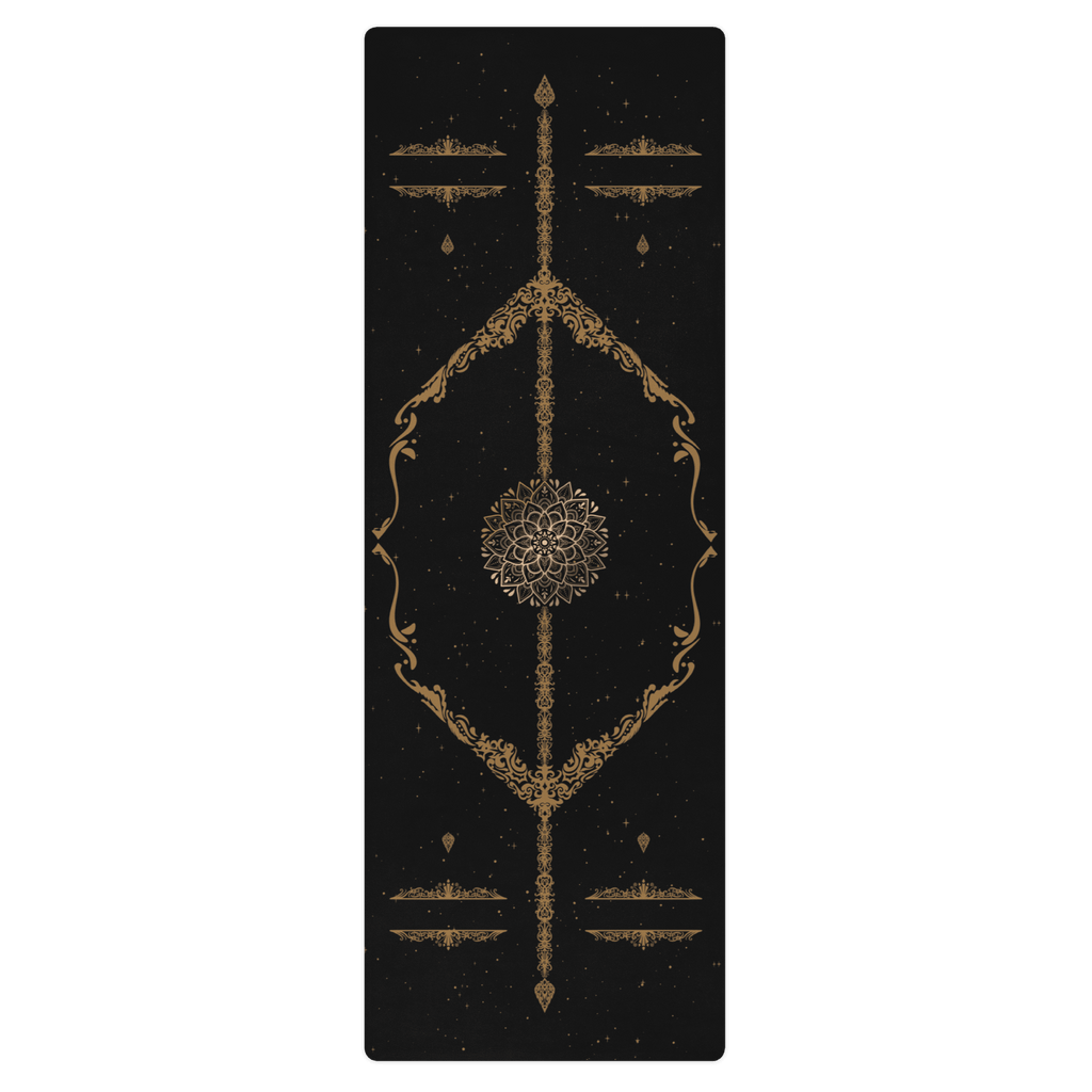 Hot Yoga Mat - Celestial Dominion | MIYRA, eco-friendly black design, non-slip for sweaty hands.