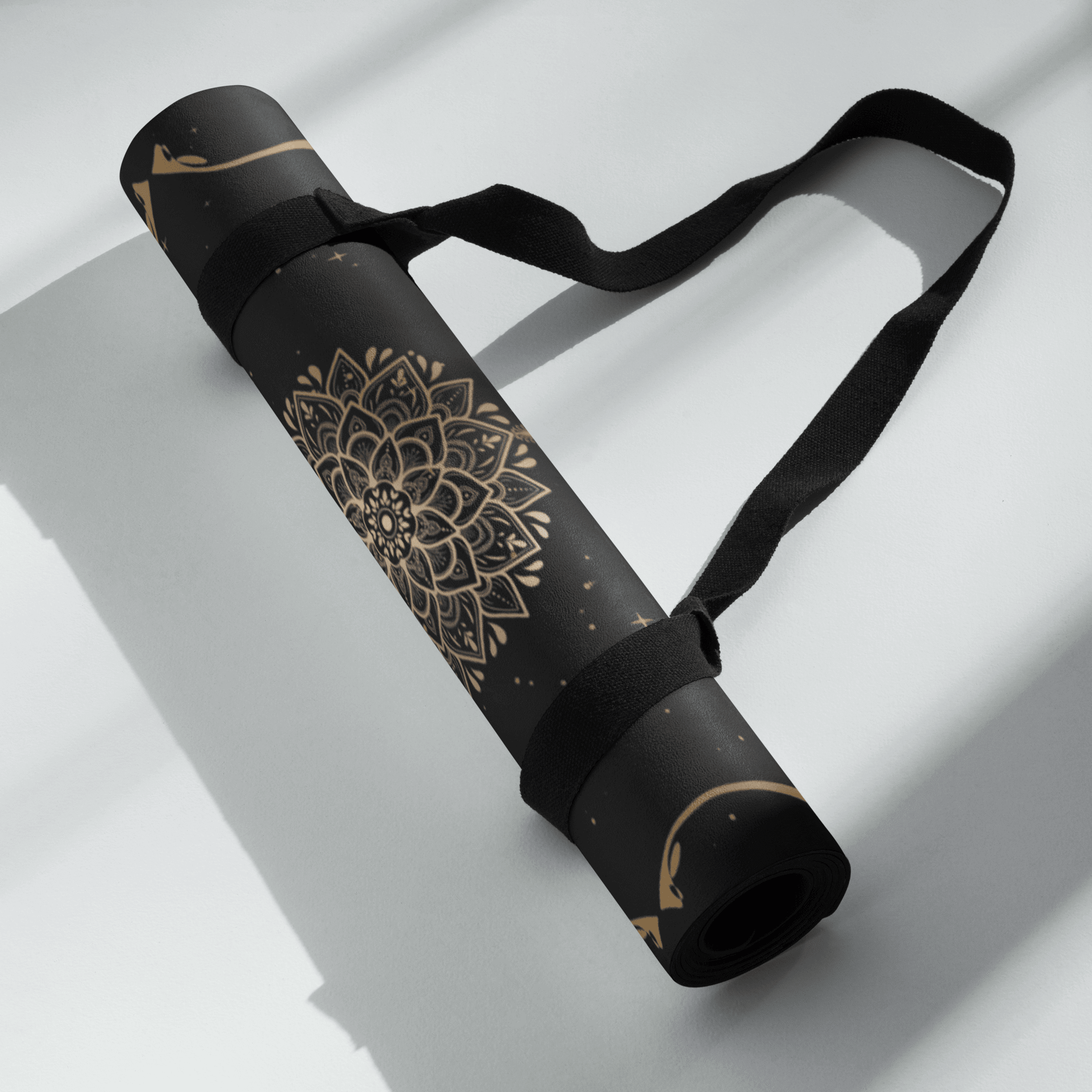 Hot Yoga Mat - Celestial Dominion | MIYRA rolled with strap, non slip for hot yoga, eco friendly design