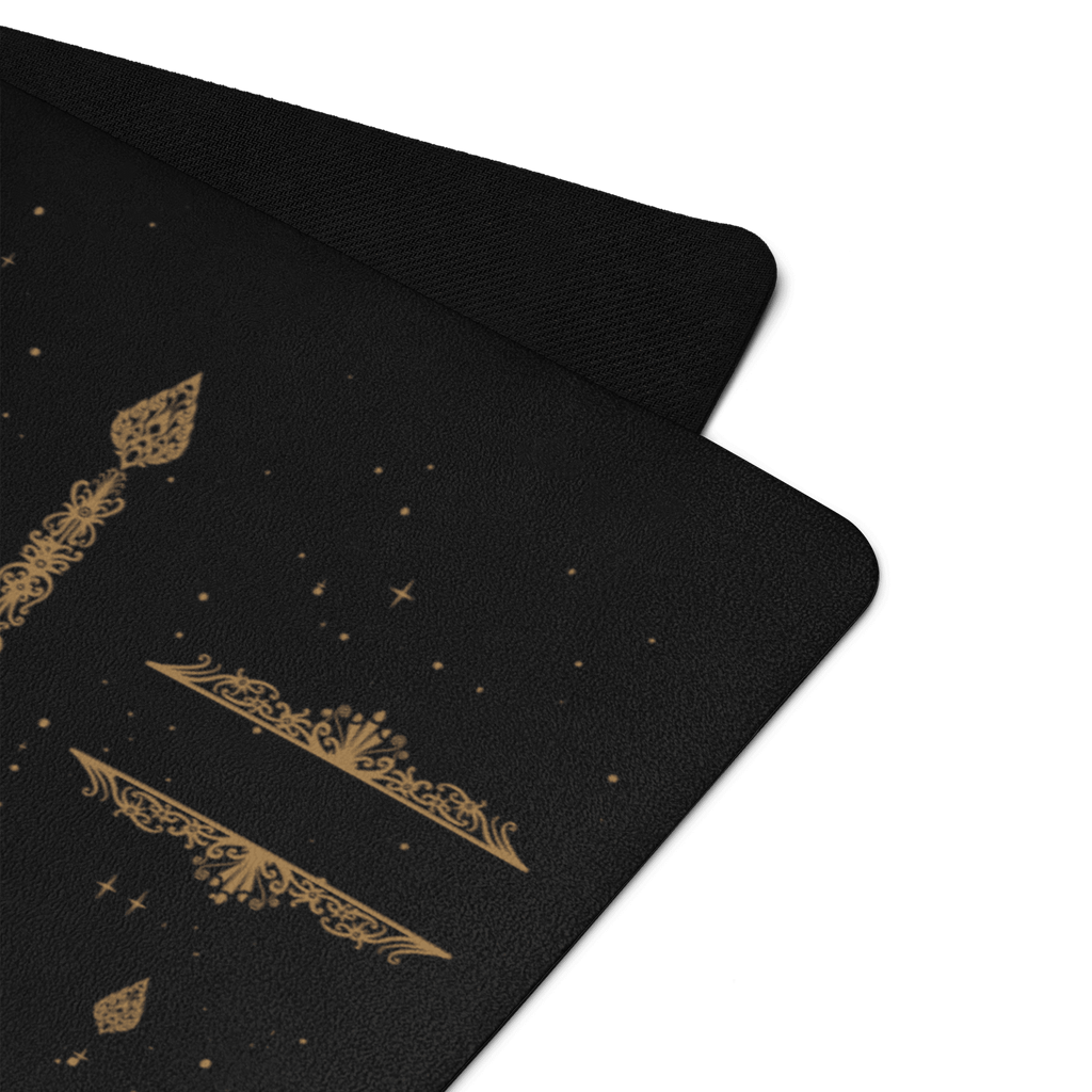 Hot Yoga Mat - Celestial Dominion | MIYRA black design with luxury gold accents for non-slip performance.