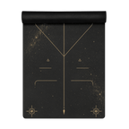 Hot Yoga Mat - Celestial Veil | MIYRA® with a black and gold celestial design, featuring a non-slip surface for towel-free hot yoga.
