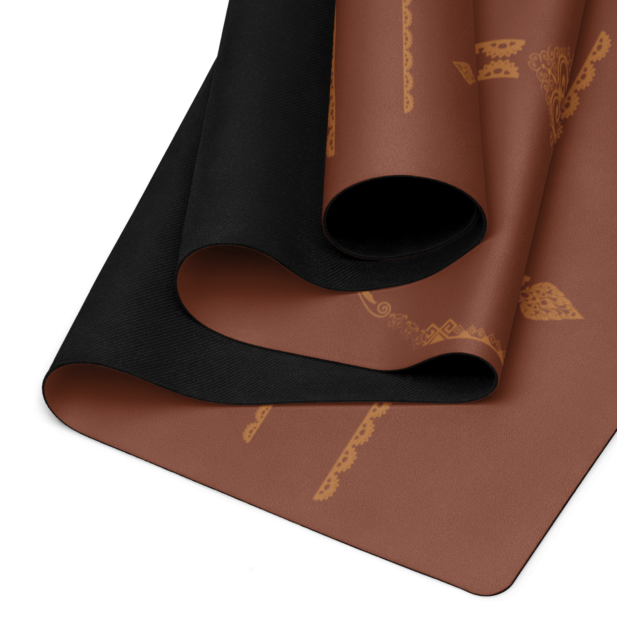 Hot Yoga Mat - Earthline Alignment | MIYRA in brown and black, non-slip design for sweaty hands