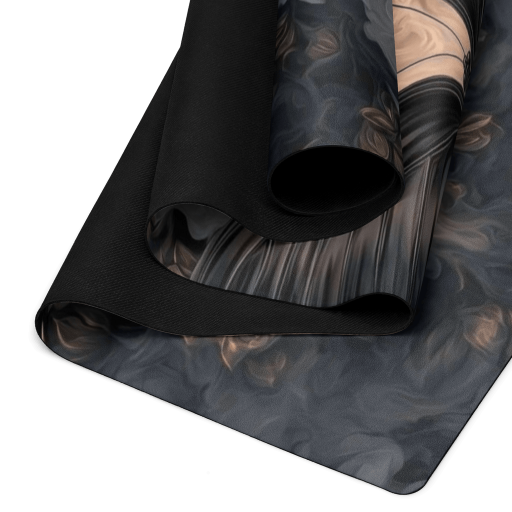 Hot Yoga Mat - Eclipse Wings | MIYRA rolled up, showcasing its design and anti-slip bottom for perfect grip during workouts.