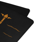 Hot Yoga Mat - Ember Core | MIYRA with intricate orange design on a non-slip surface.