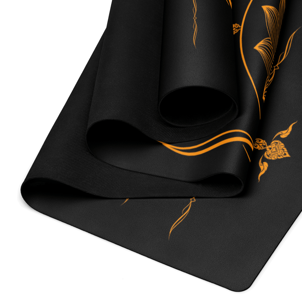 Hot Yoga Mat - Ember Core | MIYRA featuring a stylish design with orange patterns on a non-slip surface.