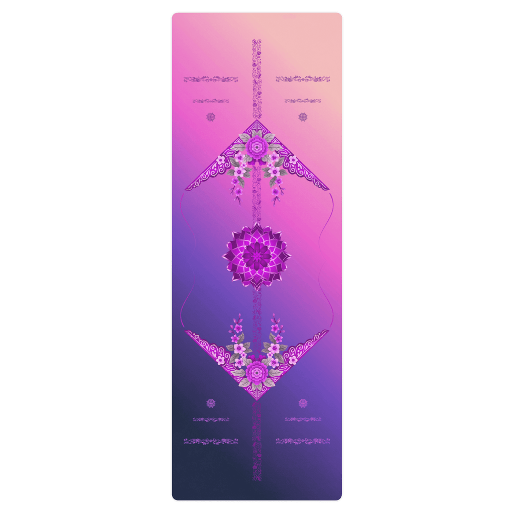 Hot Yoga Mat - Floral Fantasy | MIYRA with non-slip sweat-activated grip for hot yoga Vinyasa flow sessions.