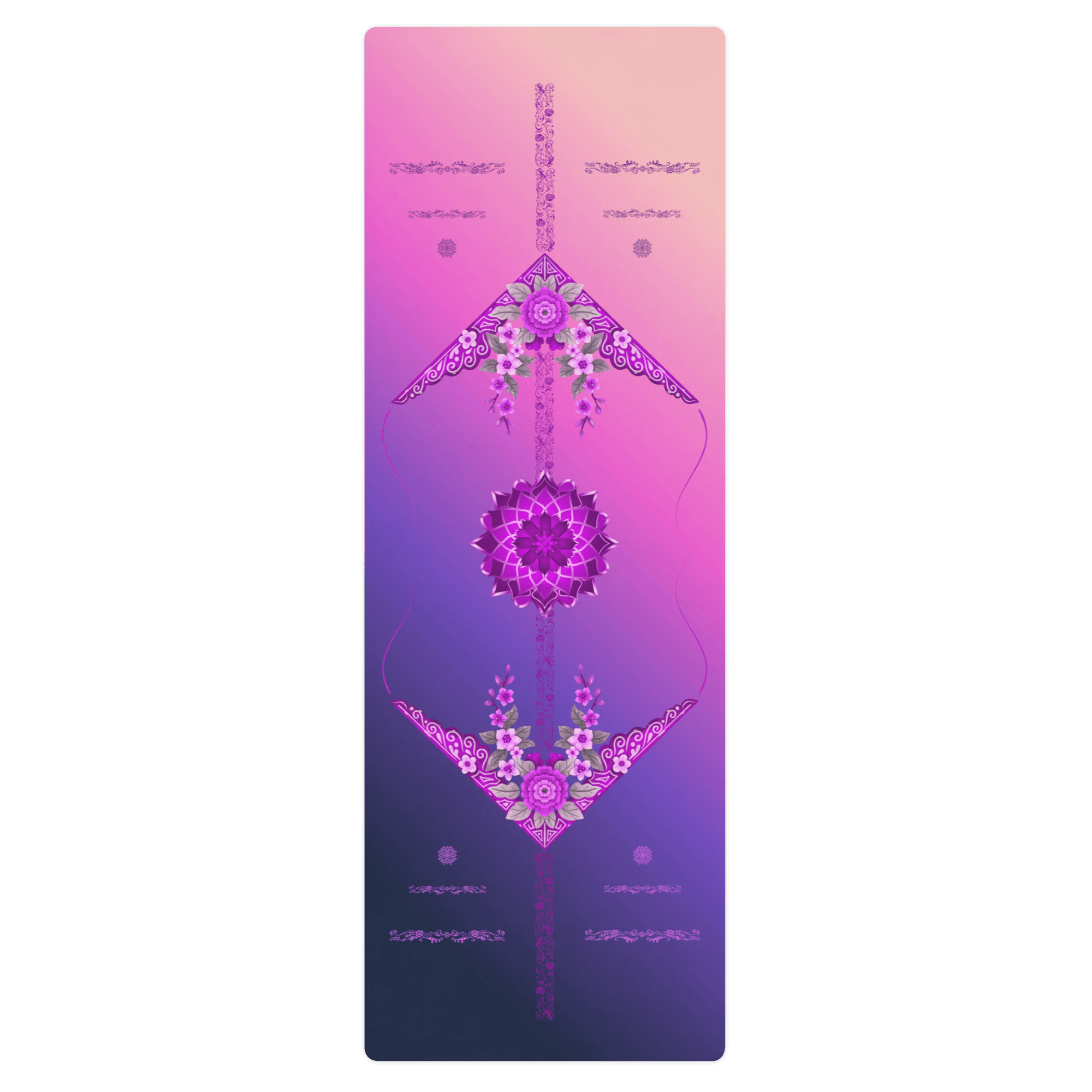 Hot Yoga Mat - Floral Fantasy | MIYRA with non-slip sweat-activated grip for hot yoga Vinyasa flow sessions.