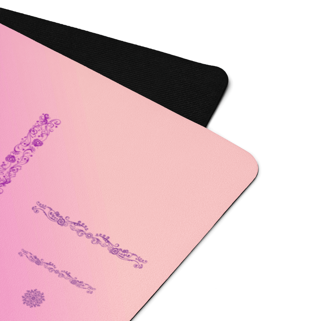 Hot Yoga Mat - Floral Fantasy | MIYRA close-up of pink non-slip surface with elegant designs