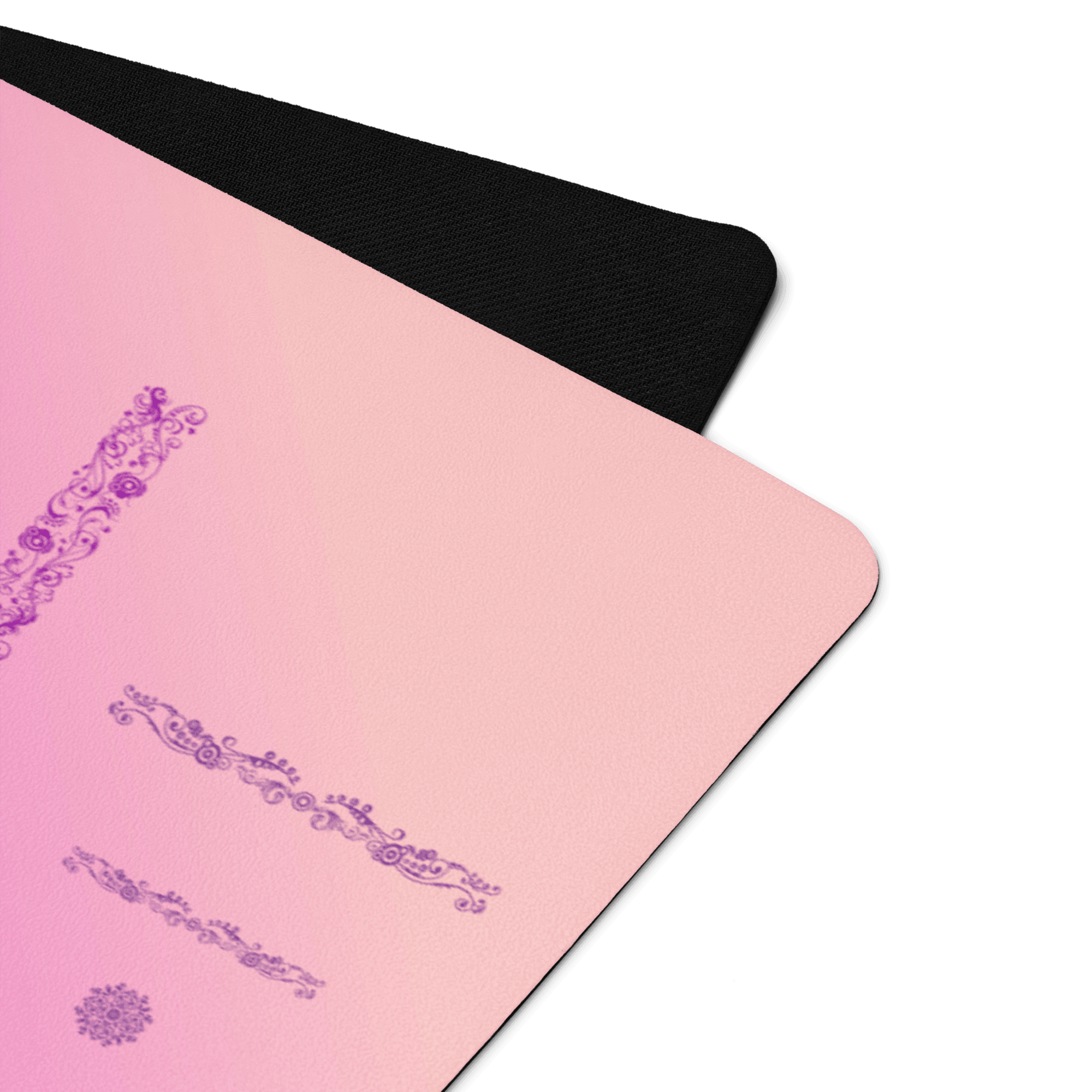 Hot Yoga Mat - Floral Fantasy | MIYRA close-up of pink non-slip surface with elegant designs