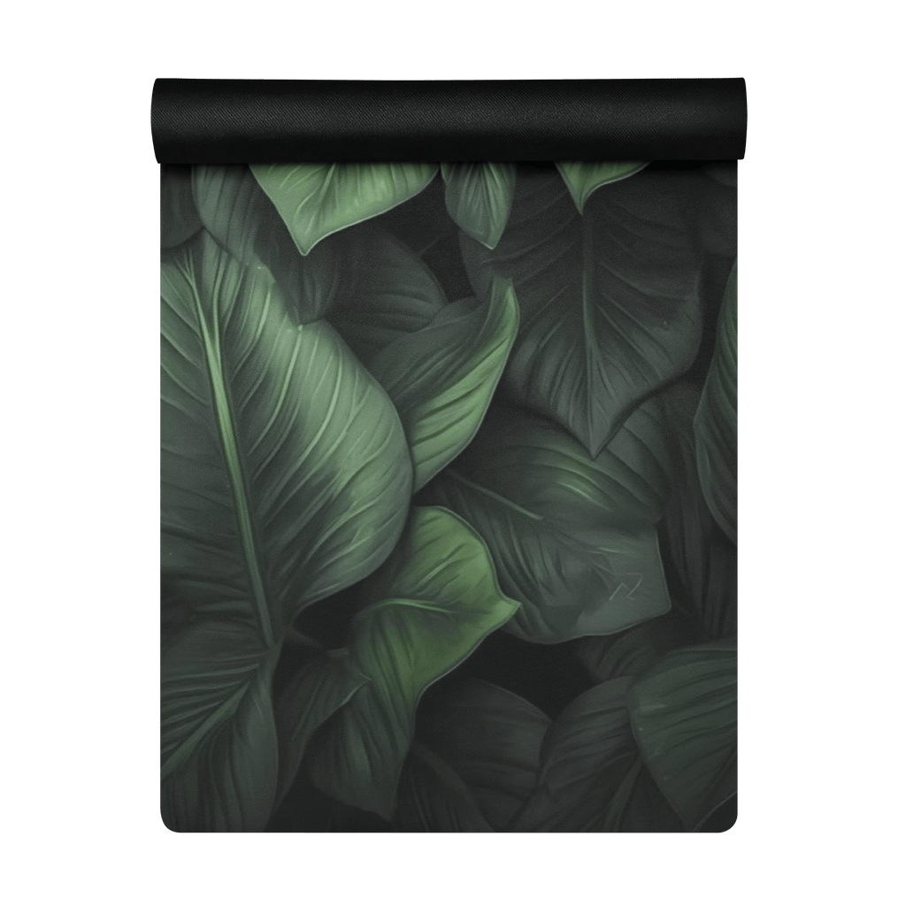 Hot Yoga Mat - Forest Essence | MIYRA with lush green leaf design, perfect for eco-friendly hot yoga.