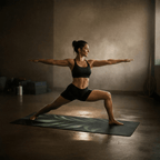 Hot Yoga Mat - Forest Veil | MIYRA in use during a yoga pose for stability and comfort.