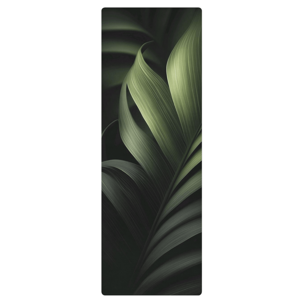 Hot Yoga Mat - Forest Veil | MIYRA showcasing a beautiful green leaf design with anti-slip features.