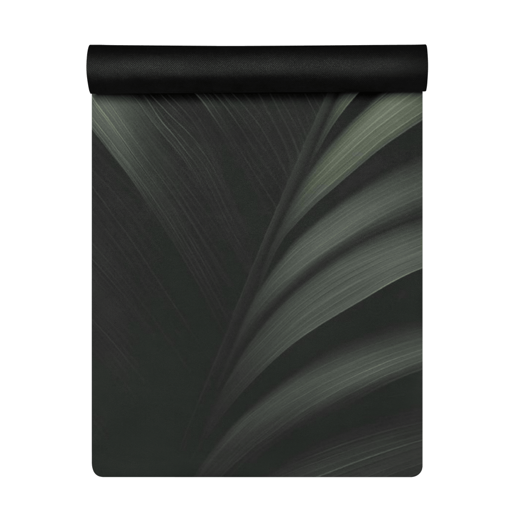 Hot Yoga Mat - Forest Veil | MIYRA with a black and green leaf design, ideal for hot yoga, providing stability and comfort.