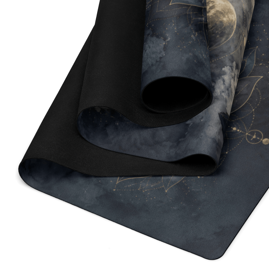 Hot Yoga Mat - Midnight Lotus | MIYRA® featuring a microfiber surface and natural rubber base, ideal for towel-free hot yoga.