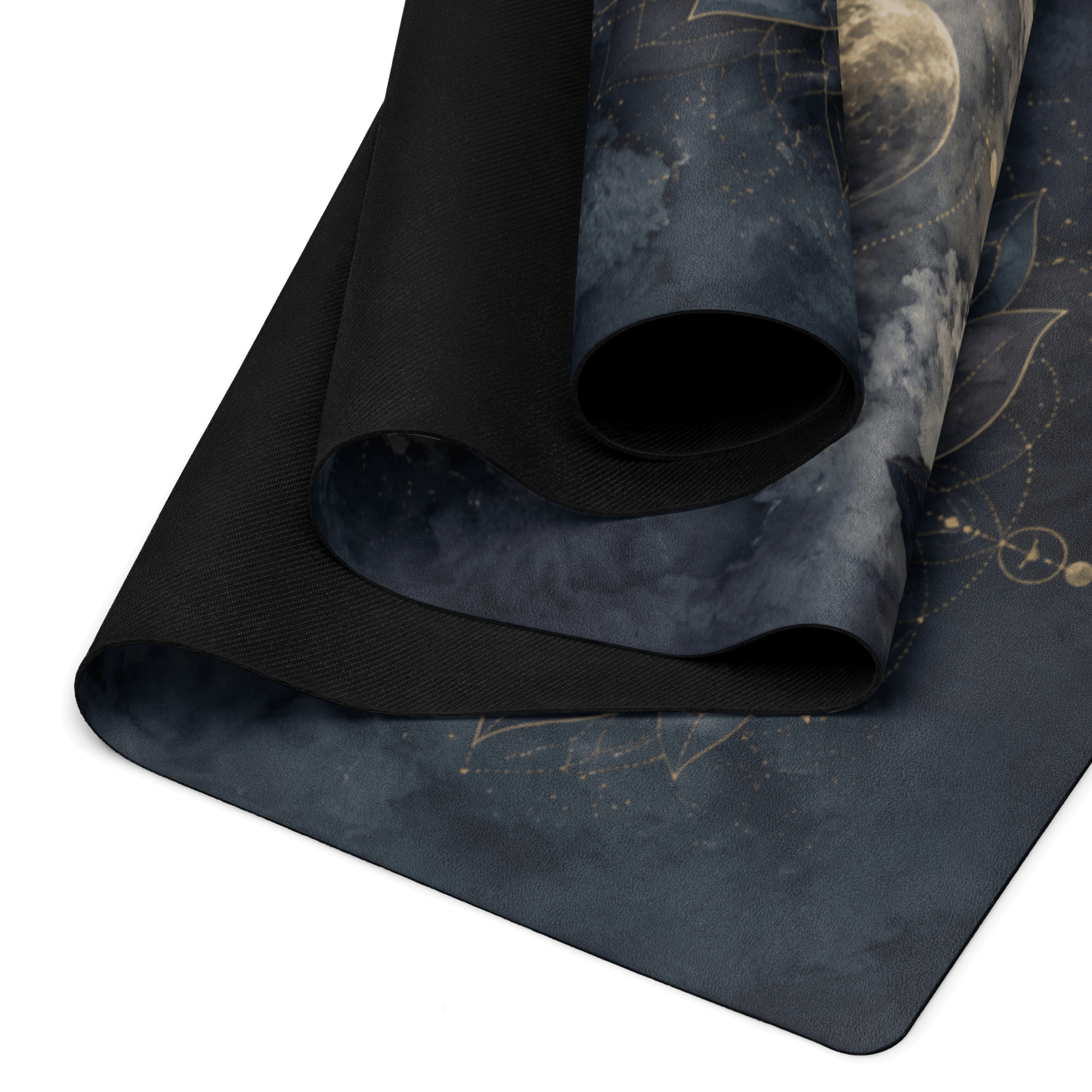 Hot Yoga Mat - Midnight Lotus | MIYRA® featuring a microfiber surface and natural rubber base, ideal for towel-free hot yoga.