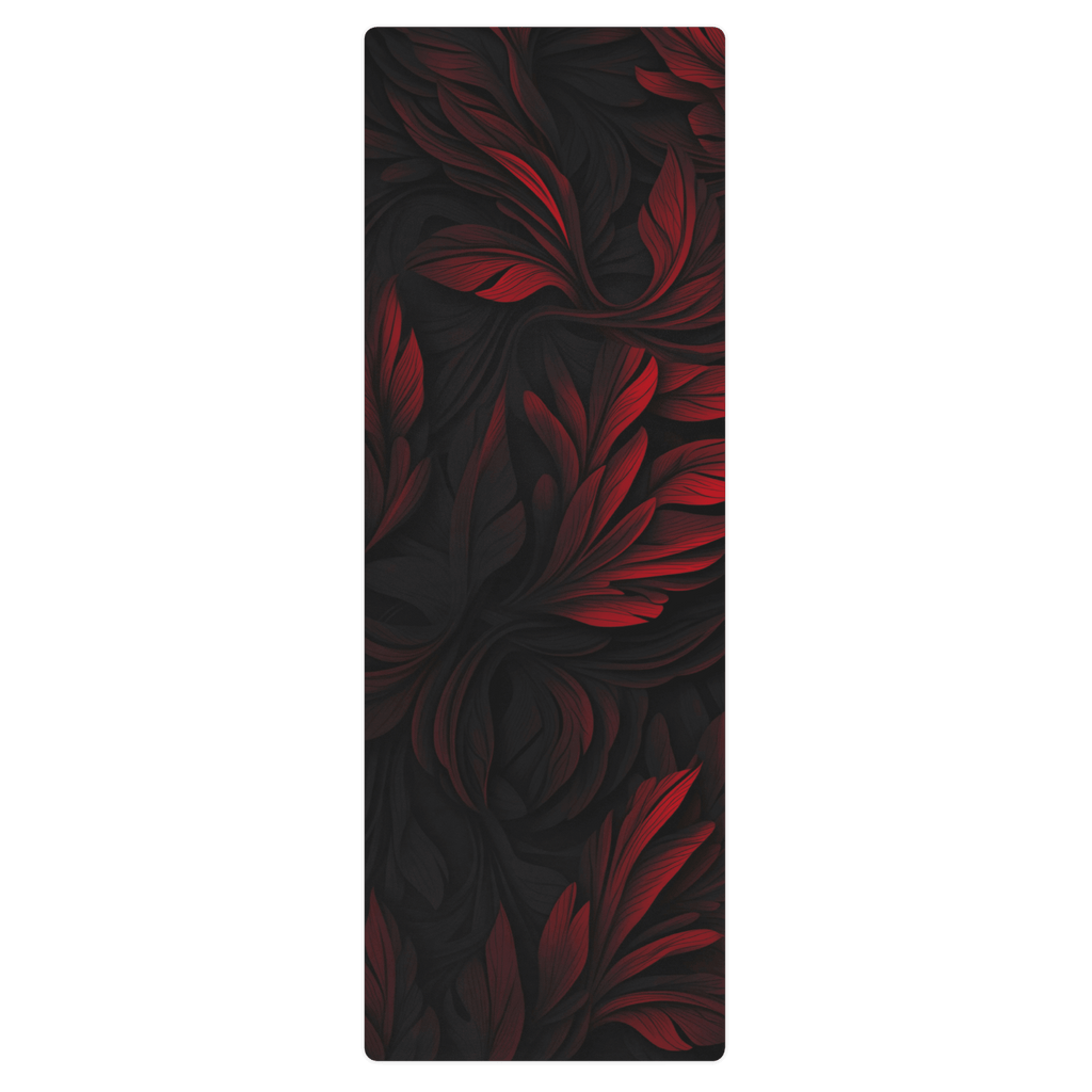 Hot Yoga Mat - Nocturne Bloom | MIYRA non slip sweat activated grip black red design