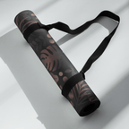 Hot Yoga Mat - Non Slip Eco-friendly rolled up with strap, featuring a stylish Midnight Tropics design.