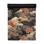Non Slip Hot Yoga Mat featuring a beautiful black and gold cloud design, perfect for hot yoga sessions.