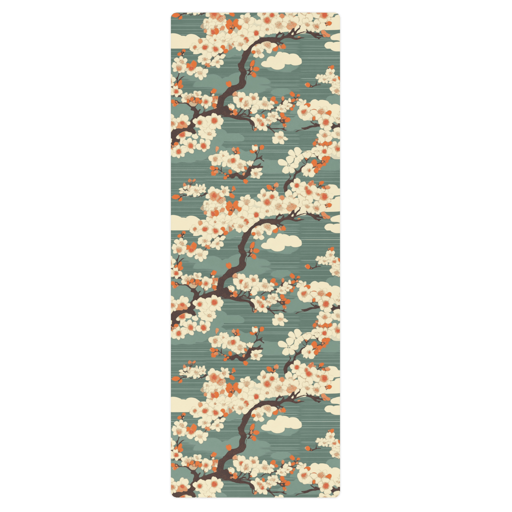 Hot Yoga Mat - Garden Harmony featuring floral design on a non slip hot yoga mat.