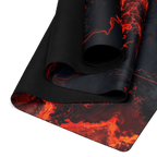 Hot Yoga Mat - Obsidian Flame | MIYRA® shows vibrant design with a premium microfiber surface and non-slip rubber base.