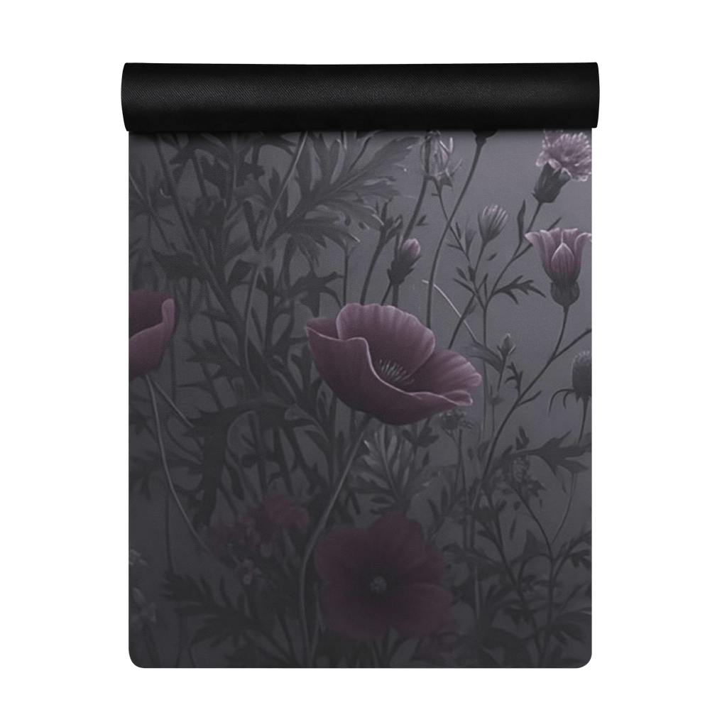 Hot Yoga Mat - Rose Mist Flow | MIYRA, featuring a floral design with anti-slip rubber and smooth microsuede surface.