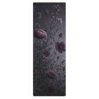 Hot Yoga Mat - Rose Mist Flow | MIYRA with floral design in shades of purple and grey.