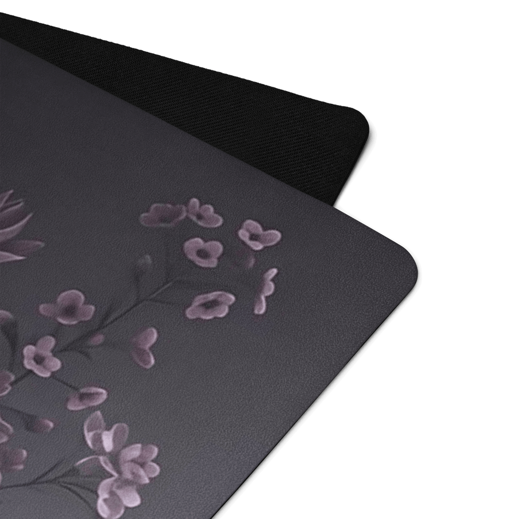Hot Yoga Mat - Rose Mist Flow | MIYRA top view showing floral design and anti-slip bottom for comfort and stability.