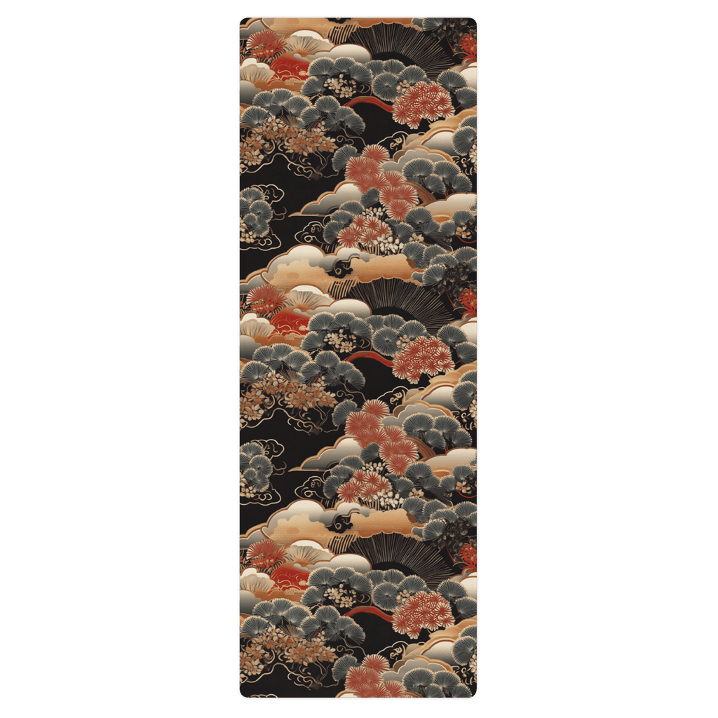 Non Slip Hot Yoga Mat featuring a beautiful design with floral patterns and waves.