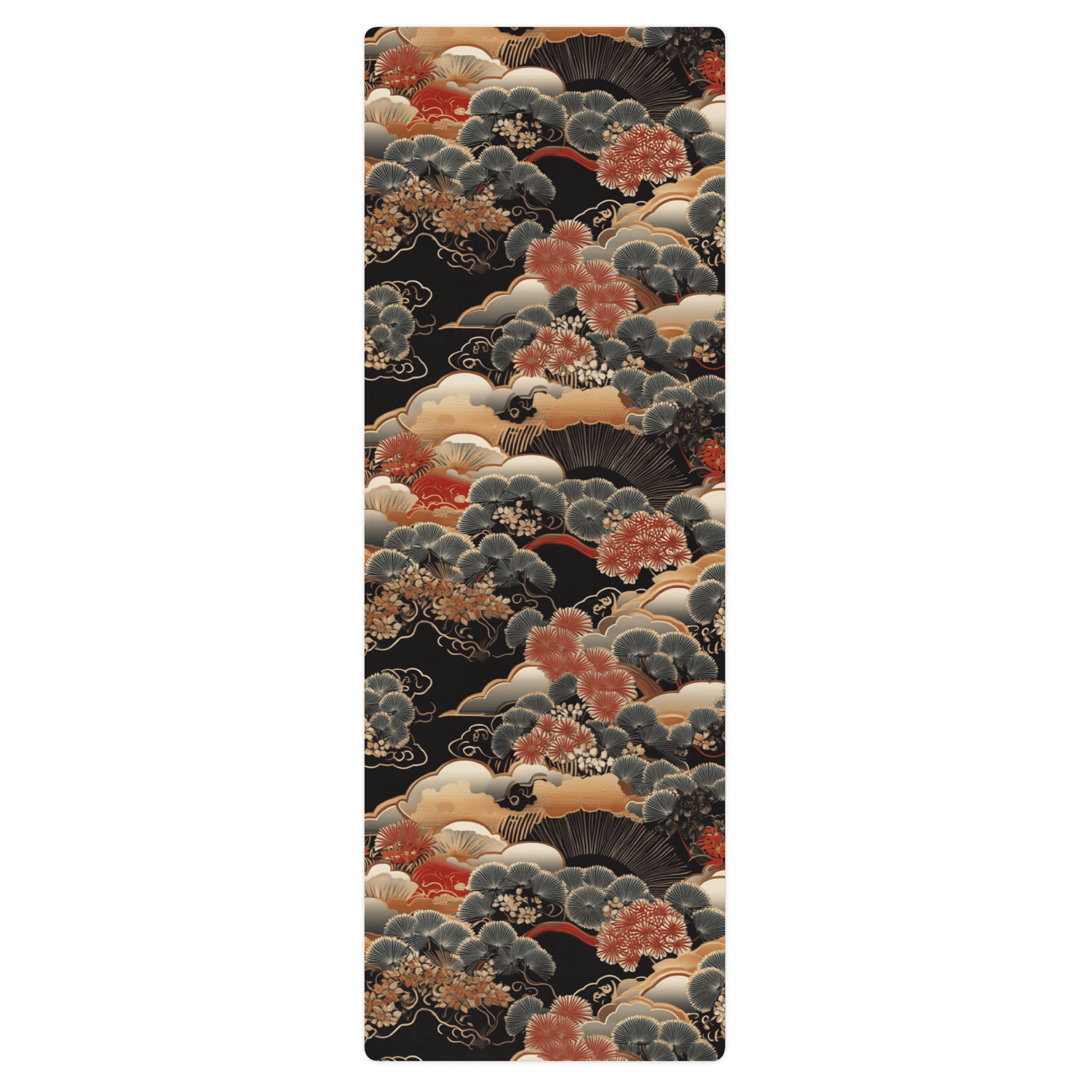 Non Slip Hot Yoga Mat featuring a beautiful design with floral patterns and waves.