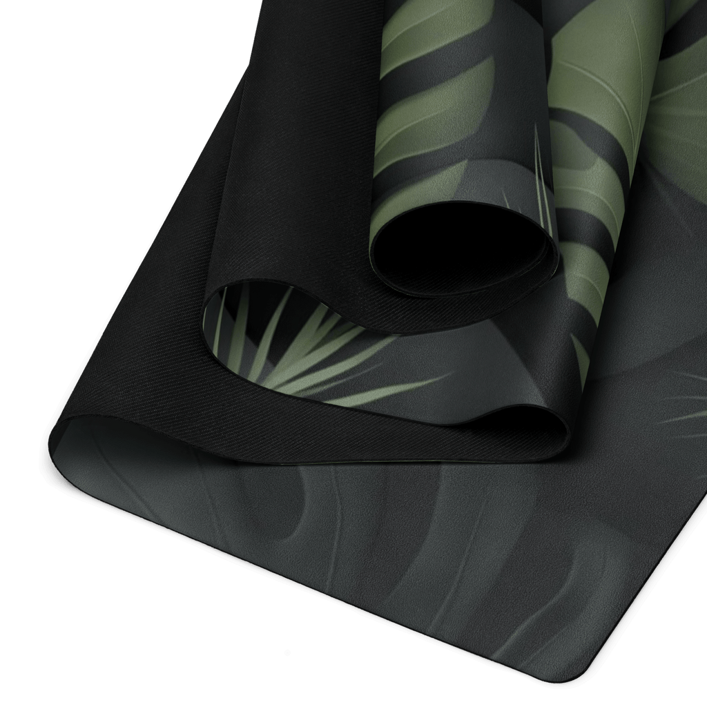 Hot Yoga Mat - Tropical Shadow | MIYRA showcasing the elegant design and non-slip surface for an ideal yoga experience.