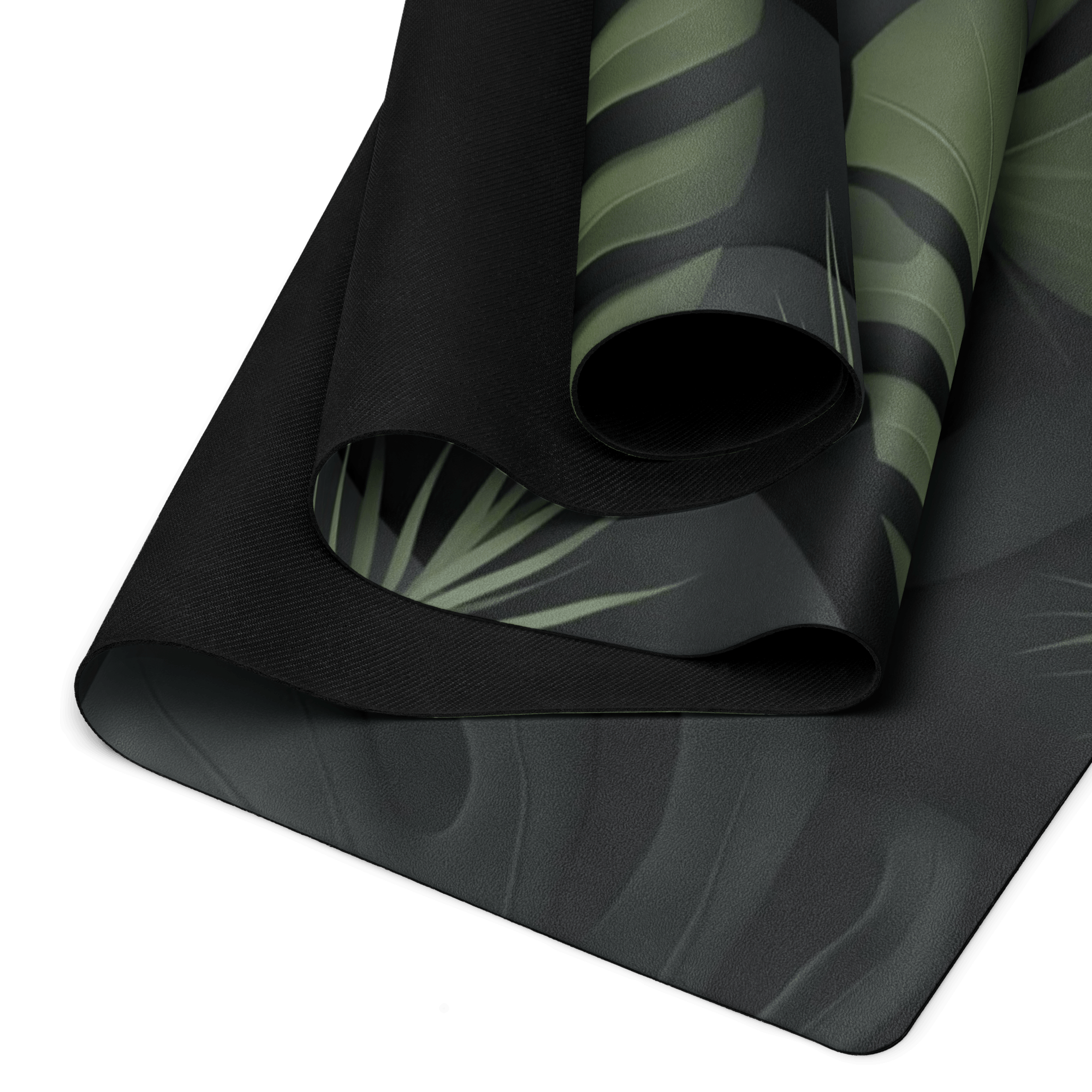 Hot Yoga Mat - Tropical Shadow | MIYRA showcasing the elegant design and non-slip surface for an ideal yoga experience.