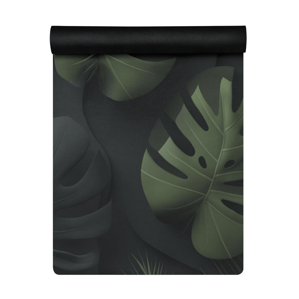 Hot Yoga Mat - Tropical Shadow | MIYRA featuring a tropical leaf design for a stylish yoga experience.