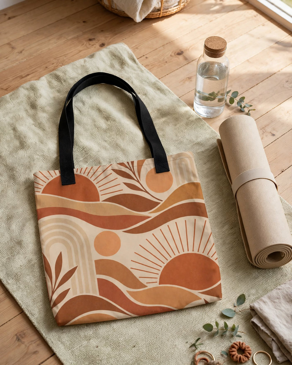 Retro Boho Tote Bag (15″ × 15″)