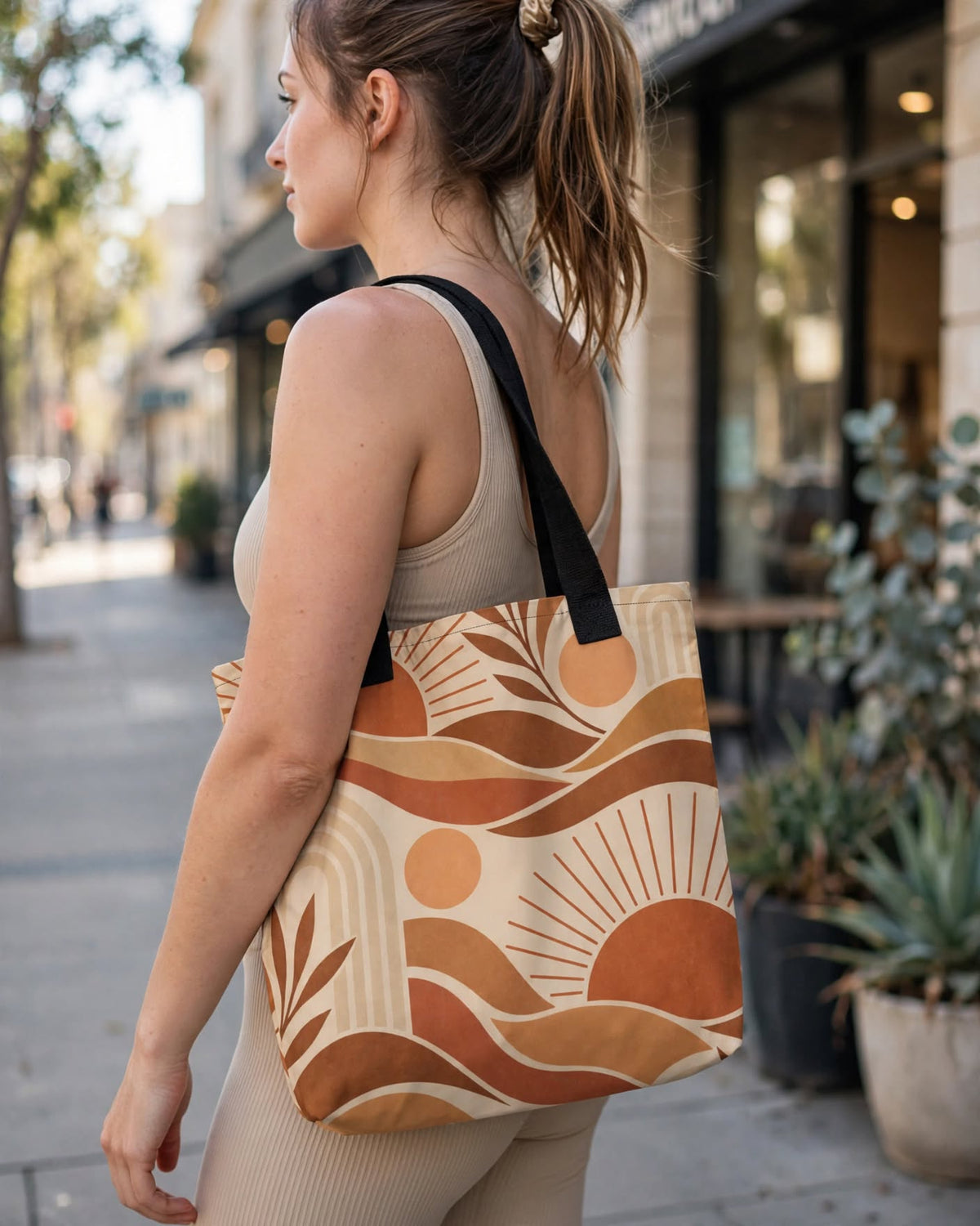 Retro Boho Tote Bag (15″ × 15″)