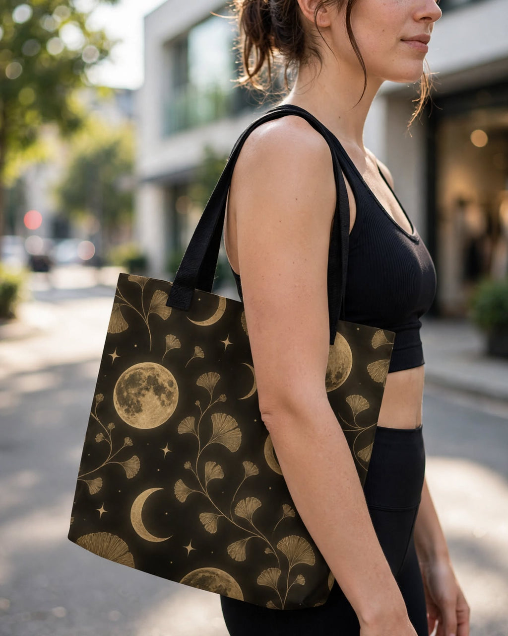Luna Ginkgo Tote Bag (15″ × 15″)