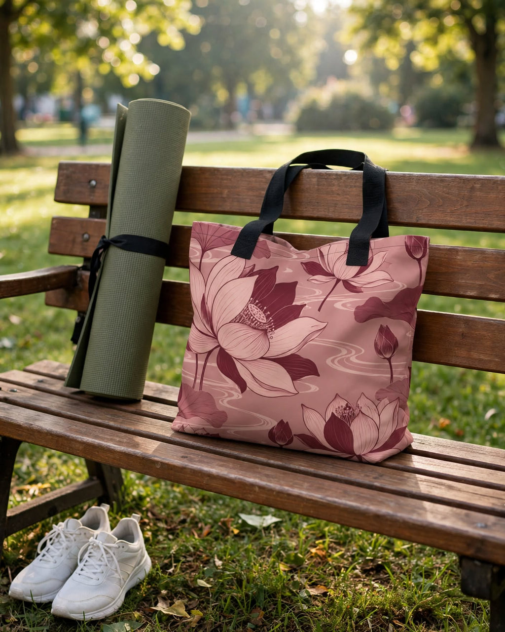 Lotus Bloom Tote Bag (15″ × 15″)